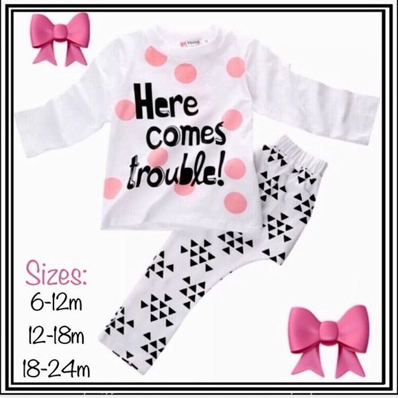 Other - 2 Piece Outfit Here Comes Trouble - Funny Shirt (Outfit)